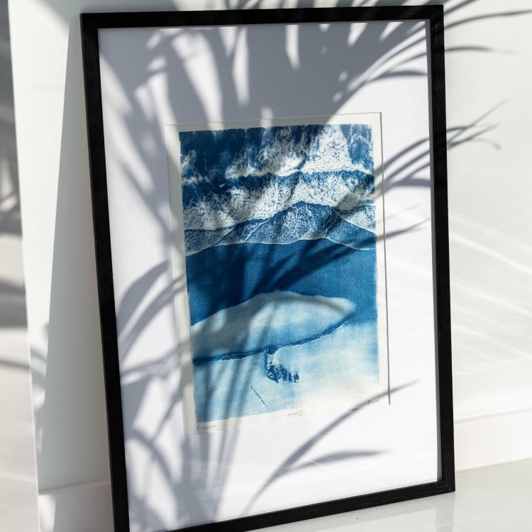 Cyjanotypia. Autorska fotografia w ramce 50x70cm, oryginał 1/1. "Algarve II"