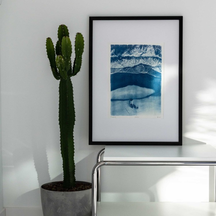 Cyjanotypia. Autorska fotografia w ramce 50x70cm, oryginał 1/1. "Algarve II"