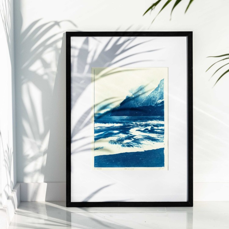 Cyjanotypia. Autorska fotografia w ramce 50x70cm, oryginał 1/1. "Praia do Seixal"
