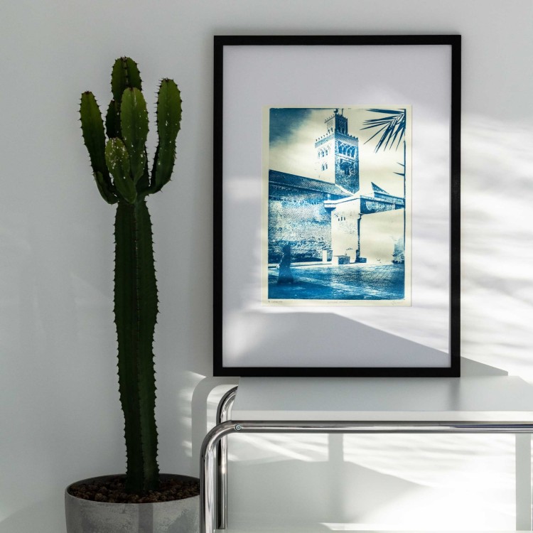 Cyjanotypia. Autorska fotografia w ramce 50x70cm, oryginał 1/1. "Koutoubia, Morocco"