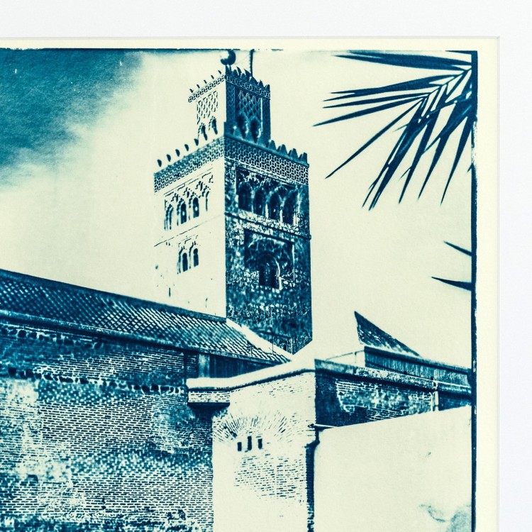 Cyjanotypia. Autorska fotografia w ramce 50x70cm, oryginał 1/1. "Koutoubia, Morocco"
