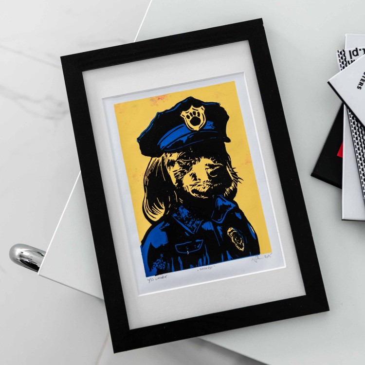 Oryginalna grafika warsztatowa wykonana techniką linorytu "Bankpsy".
