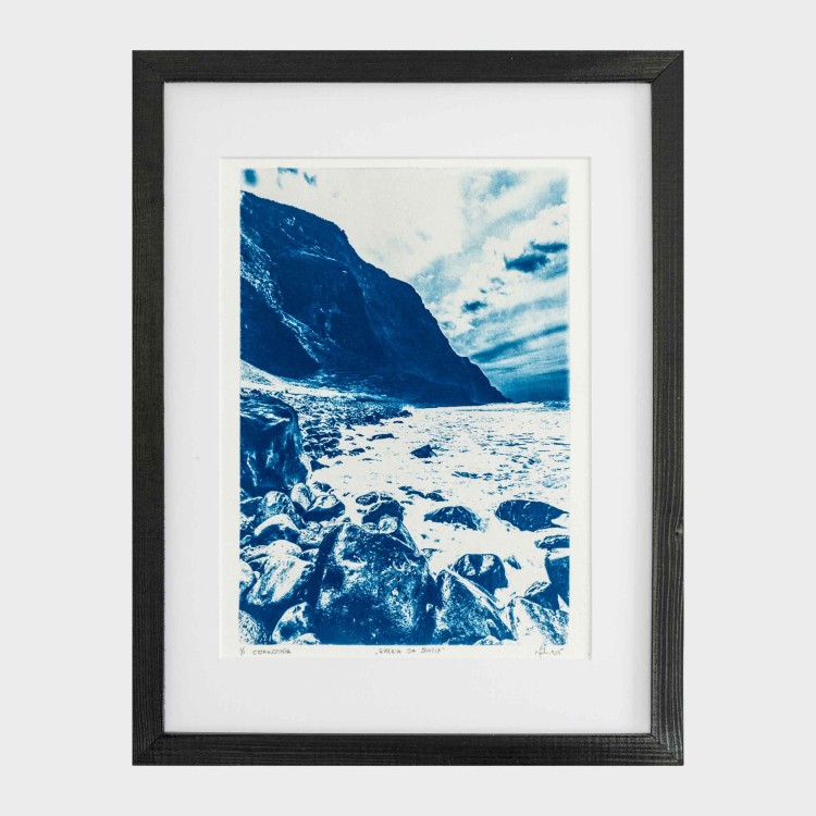 Cyjanotypia. Autorska fotografia w ramce, unikat 1/1. "Ribeira da Janela" 30x40cm