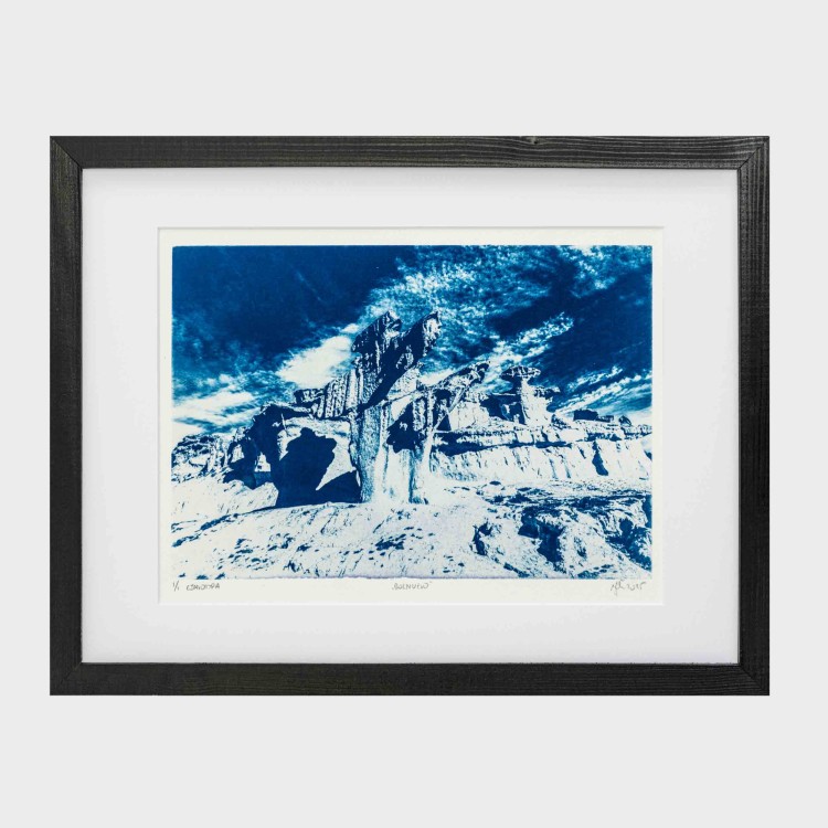 Cyjanotypia. Autorska fotografia w ramce, unikat 1/1. "Bolnuevo" 30x40cm