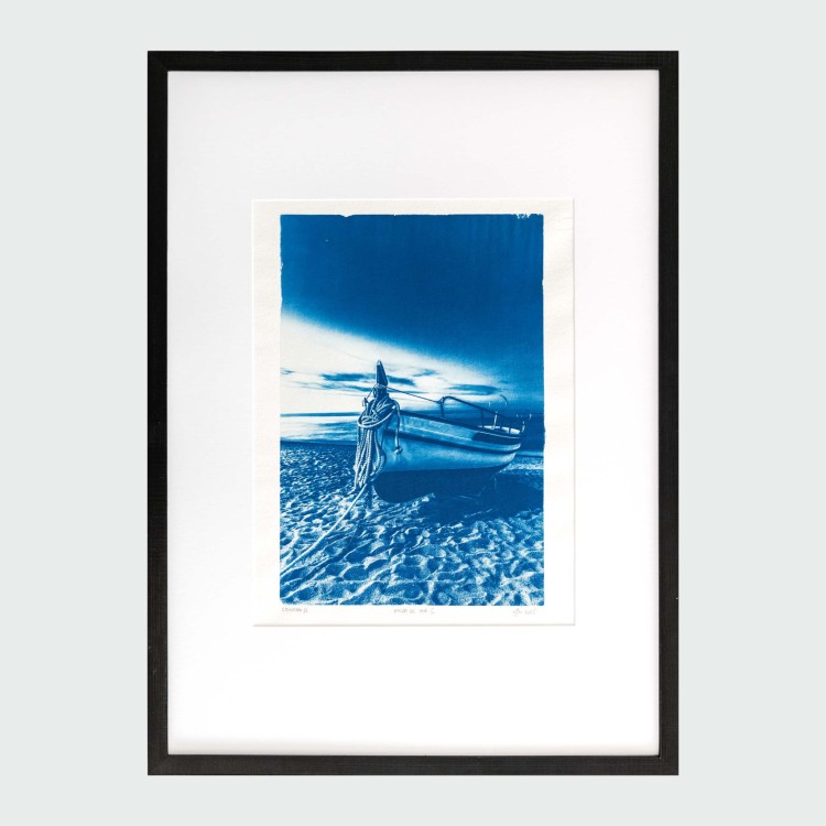 Cyjanotypia. Unikalna fotografia w ramce 50x70cm, oryginał 1/1. "Pineda De Mar II"