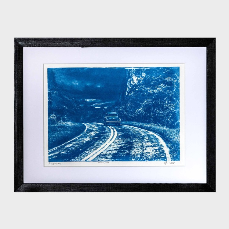 Cyjanotypia. Autorska fotografia w ramce, unikat 1/1. "Vinales, Cuba" 30x40cm