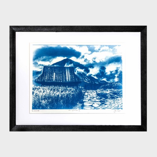 Cyjanotypia. Autorska fotografia w ramce, unikat 1/1. "Hala Gąsienicowa V" 30x40cm