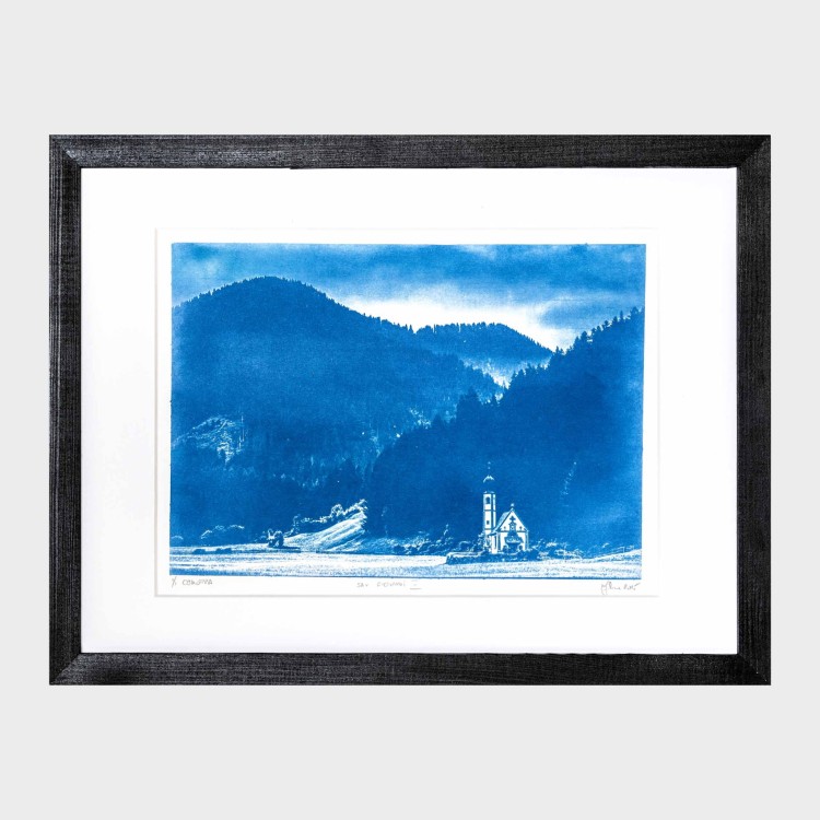 Cyjanotypia. Autorska fotografia w ramce, unikat 1/1. "San Giovanni II" 30x40cm