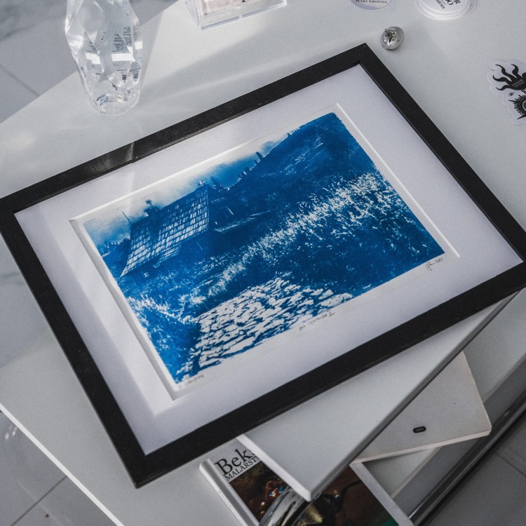 Cyjanotypia. Autorska fotografia w ramce, unikat 1/1. "Hala Gąsienicowa VI" 30x40cm