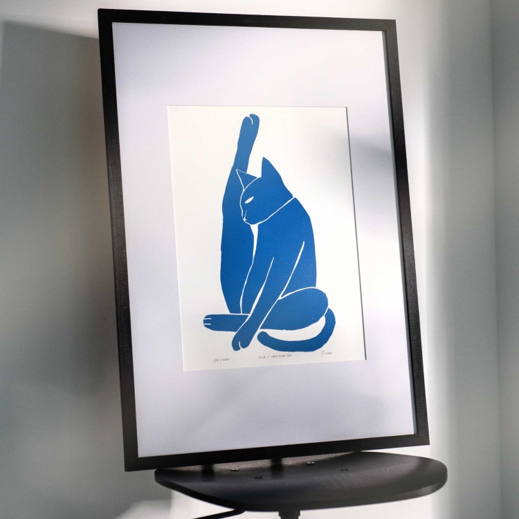 Egzemplarz kolekcjonerski No: 1/18 Linoryt Natura et Forma IV: Figura Felis - w ramie 50x70cm