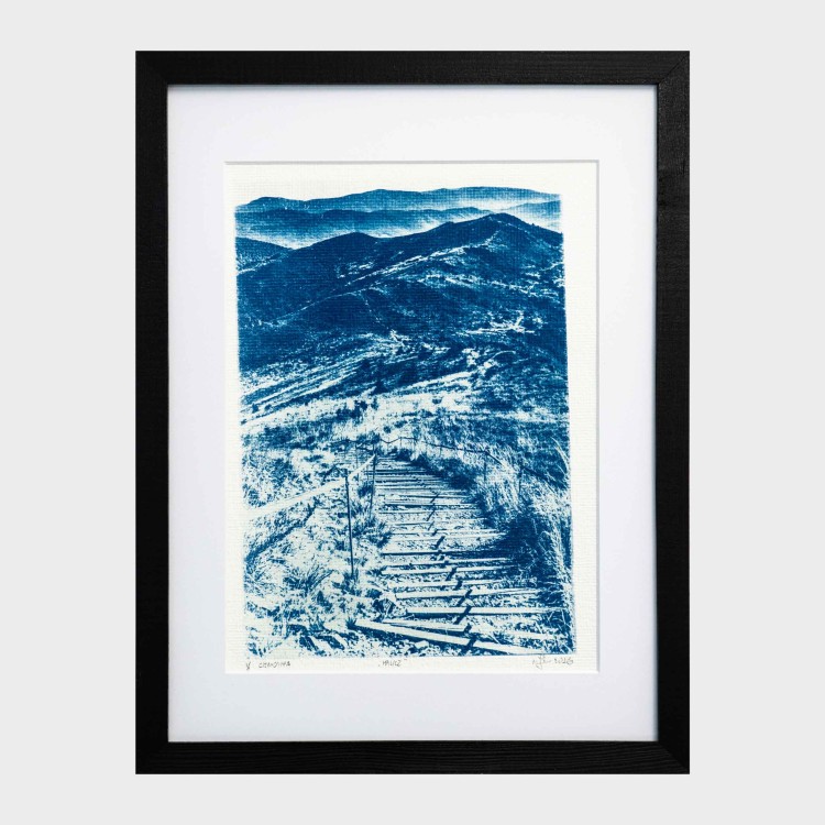 Cyjanotypia. Autorska fotografia w ramce, unikat 1/1. "Halicz" 30x40cm