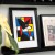 Egzemplarz kolekcjonerski No: 1/29 Linoryt Pies Mondrian II - pies, w ramie 20x30cm