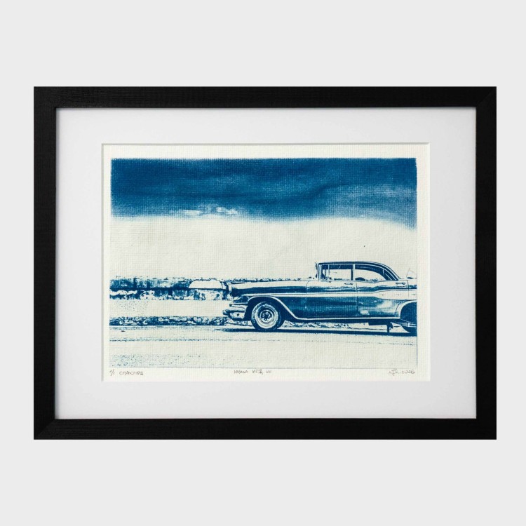 Cyjanotypia. Autorska fotografia w ramce, unikat 1/1. "Habana Vieja VII" 30x40cm