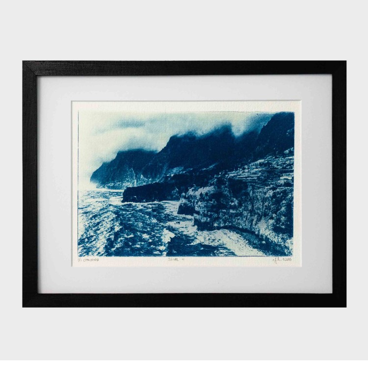Cyjanotypia. Autorska fotografia w ramce, unikat 1/1. "Seixal II" 30x40cm