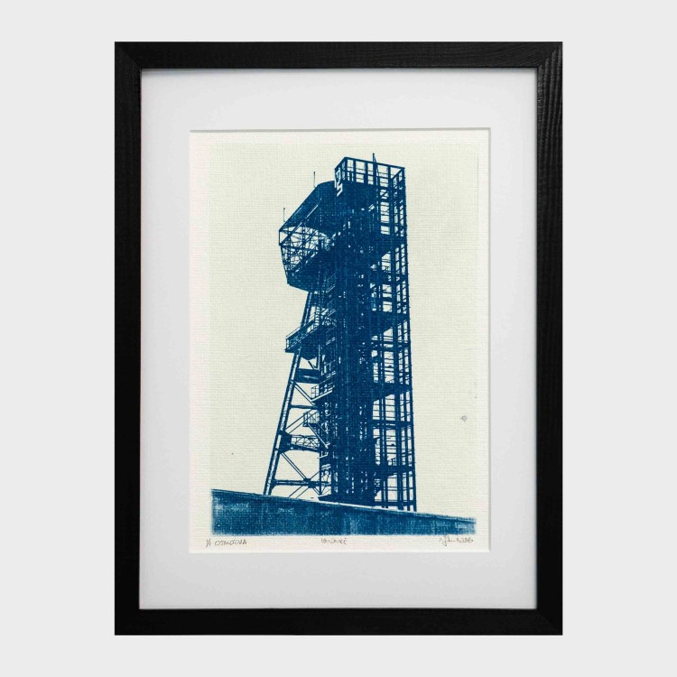 Cyjanotypia. Autorska fotografia w ramce, unikat 1/1. "Katowice" 30x40cm