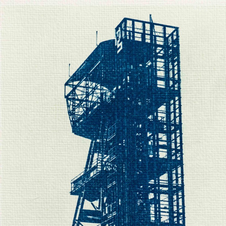Cyjanotypia. Autorska fotografia w ramce, unikat 1/1. "Katowice" 30x40cm