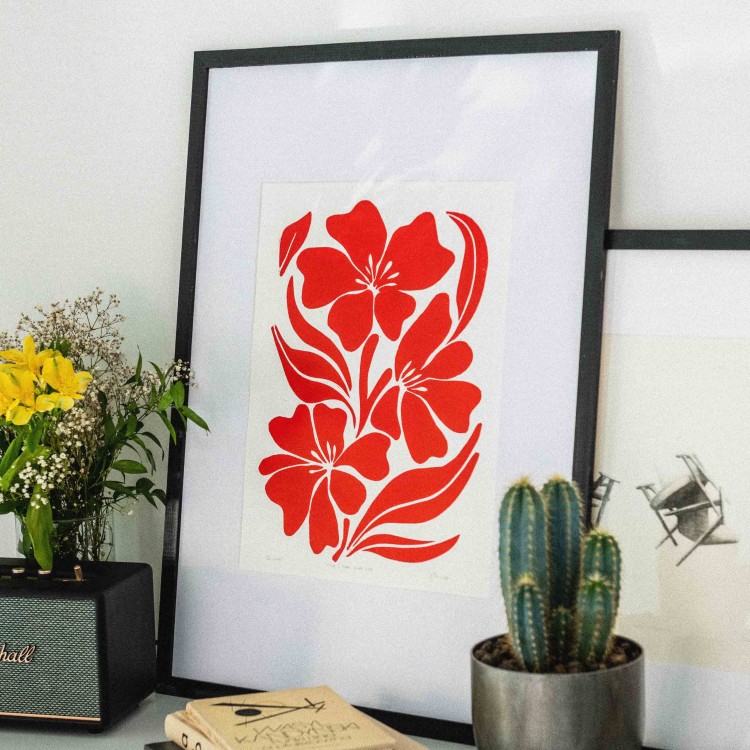 Egzemplarz kolekcjonerski No: 1/22 Linoryt Natura et Forma V: Figura Florum - w ramie 50x70cm