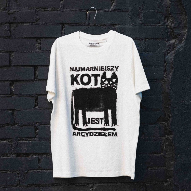 Kot - Koszulka z linorytem+ CUSTOM, relaxed fit