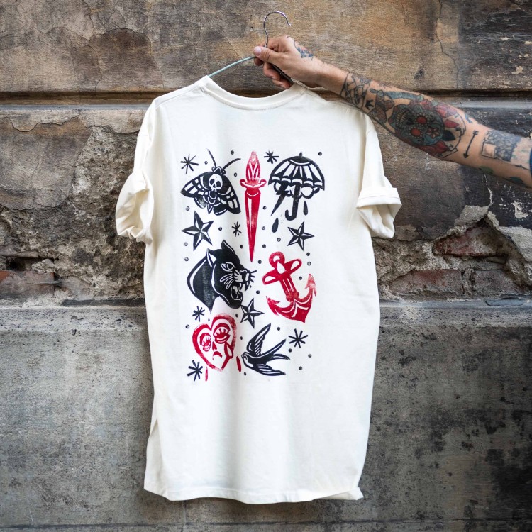 Old School Rulez - Koszulka z linorytem+ CUSTOM, relaxed fit