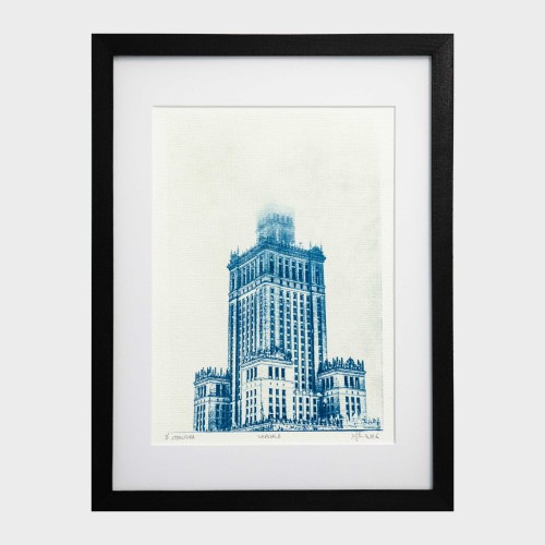 Cyjanotypia. Autorska fotografia w ramce, unikat 1/1. "Warszawa" 30x40cm