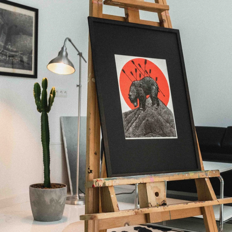 Egzemplarz kolekcjonerski No: 1/14 Linoryt "Ecce Ursus"- oprawiony w ramie 50x70 cm