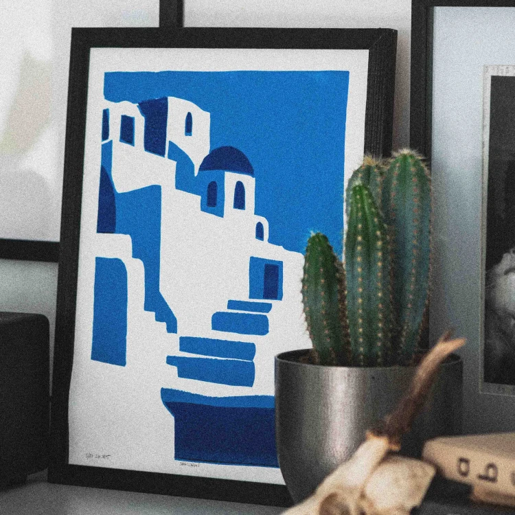 Egzemplarz kolekcjonerski No: 1/21 Linoryt Santorini, w ramie 30x40cm