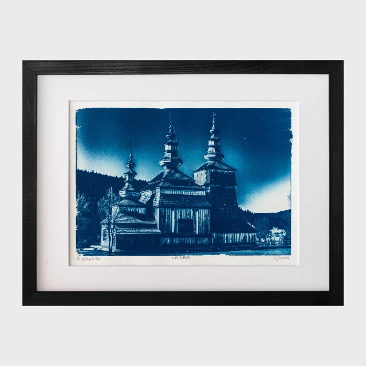Cyjanotypia. Autorska fotografia w ramce, unikat 1/1. "Fanal XI" 30x40cm