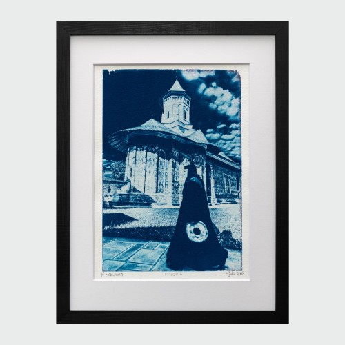 Cyjanotypia. Autorska fotografia w ramce, unikat 1/1. "Moldovita" 30x40cm