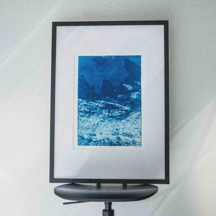 Cyjanotypia. Unikatowa fotografia w ramce 50x70cm, unikat 1/1. "Su Sirboni II"