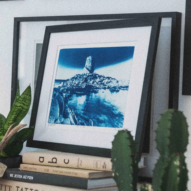 Cyjanotypia. Autorska fotografia w ramce, unikat 1/1. "Torre di Bari" 30x40cm