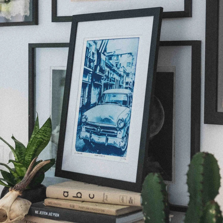 Cyjanotypia. Autorska fotografia w ramce, unikat 1/1. "Habana Vieja VIII" 30x40cm
