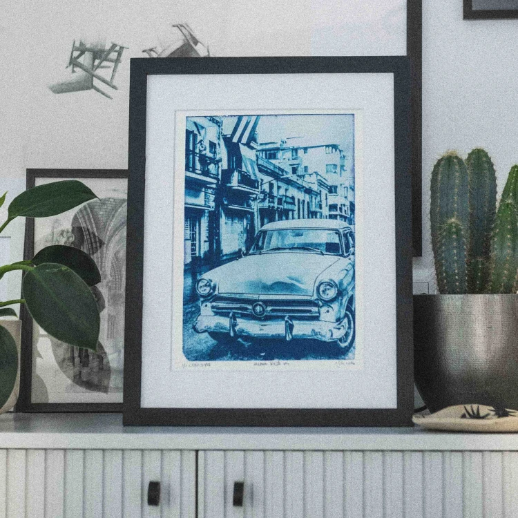Cyjanotypia. Autorska fotografia w ramce, unikat 1/1. "Habana Vieja VIII" 30x40cm