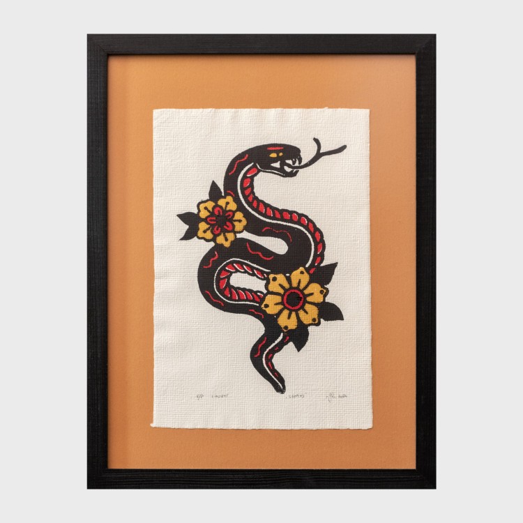 Linoryt Serpens oryginalna grafika warsztatowa