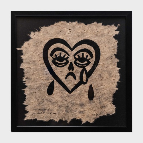 Autorska grafika w technice linorytu - linoryt  Old School Tattoo " Cry Baby"