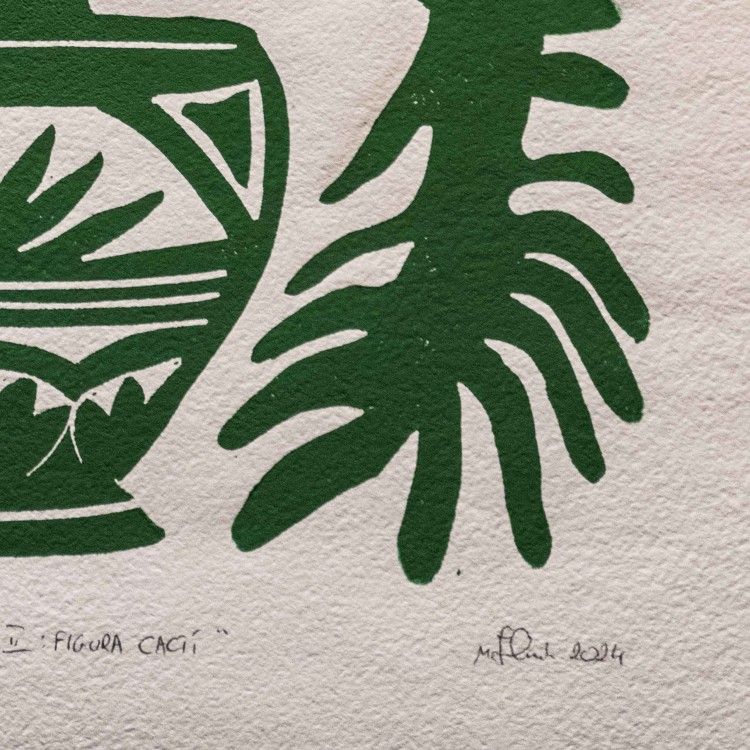Oryginalna grafika warsztatowa wykonana techniką linorytu "Natura et Forma II: Figura Cacti".