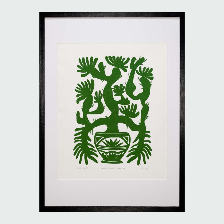 Oryginalna grafika warsztatowa wykonana techniką linorytu "Natura et Forma II: Figura Cacti".