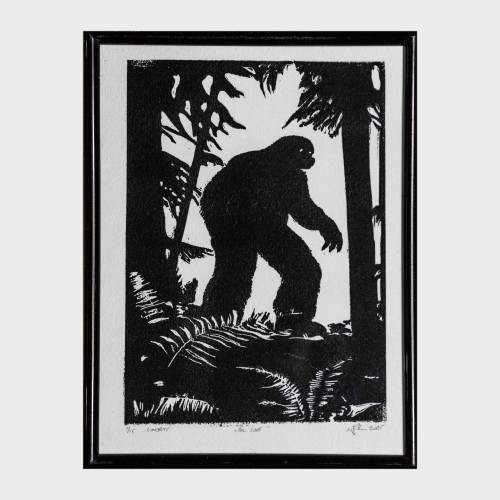 Oryginalna grafika warsztatowa wykonana techniką linorytu "Big Foot".