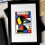 Oryginalna grafika warsztatowa wykonana techniką linorytu "Pies Mondrian"