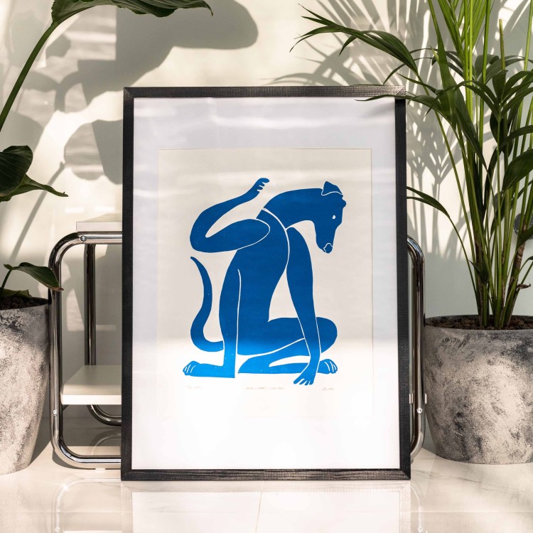 Oryginalna grafika warsztatowa wykonana techniką linorytu "Natura et Forma I: Figura Canis".