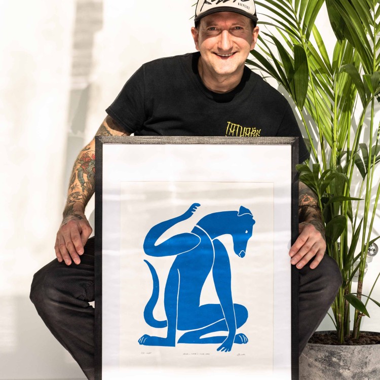 Oryginalna grafika warsztatowa wykonana techniką linorytu "Natura et Forma I: Figura Canis".