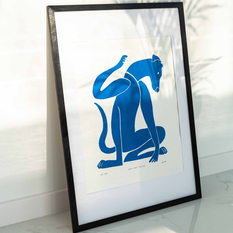 Oryginalna grafika warsztatowa wykonana techniką linorytu "Natura et Forma I: Figura Canis".